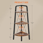 HOOBRO Corner Shelf, 3-Tier Corner Shelf Stand, 40” Tall Ladder Bookshelf, Industrial Corner Display Shelf Plant Stand for Living Room, Kitchen, Home Office, Rustic Brown BF143CJ01 - Image 3
