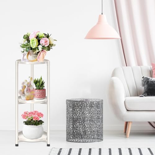 3 Tier Metal Plant Stand Indoor, Corner Tiered Round Plant Stand for Indoor Multiple Plants, Flower Pot Stands Outdoor Holders Plant Shelf Display Rack for Balcony Living Room(Cream White) - Image 6