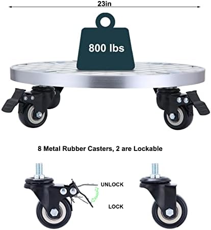 ARTLINE 23" Heavy Duty Plant Caddy with Wheels, Large Round Rolling Planter Stand Roller Base for Potted Trees up to 800lbs, Durable Indoor Outdoor Plant Dolly for Moving Heavy Pots, Trash Cans & Appliances, White - Image 3