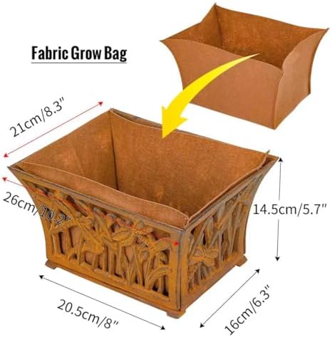 Sungmor Cast Iron Plant Basket with Non-Woven Growing Bag - Rust Rust - Image 3