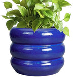 SQOWL 8 Inch Plant Pot - Ceramic Planter Indoor Plant Pot with Drainage Hole Outdoor Flower Pot Round Decorative Plant Pots for Kitchen Counter Desk Decor Blue by SQOWL