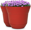 Headwind Traverse Planters – 12" 2 Pack Plastic Plant Pot in Brick Red - Indoor & Outdoor Pots for Plants with Drainage - Decorative Plant Pot, Flower Pots Outdoor for Garden by Robert Allen by Headwind
