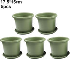 5 Pack Large Resin Flower Pots with Drainage Trays, Thickened Green Planters Indoor Outdoor Garden, Sturdy Lasting Roses Hydrangeas Balcony(21.5 * 18cm) - Image 5