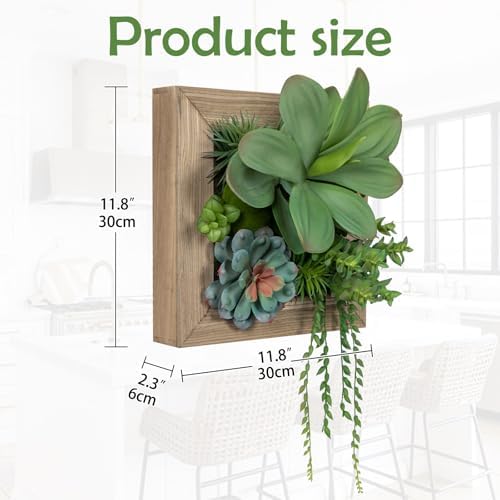 GnFlus Artificial Succulent Wall Decor - Fake Hanging Succulents with Wood Plant Box, 3D Wooden Wall Decor Faux Hanging Plants Indoor Arrangement - Image 3