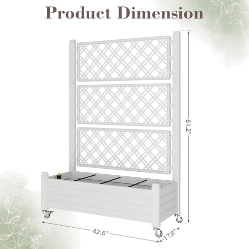 Trellis Raised Garden Bed, Self-Watering Planter Box, White - Image 2