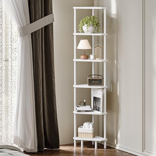 6 Tier Corner Shelf, 66.5'' Tall Standing Shelf, Narrow Display Shelf Stand - Image 2