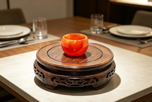 Rosewood Gray Stand Oriental Style, Jichimu Vase Plant Stand, Fish Bowl Stand, Multiple-purpose Gray Color Display Stand (Outside Dia 8”x2” (20x6cm)) - Image 6