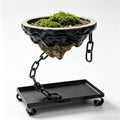 Ceramic Bonsai Pot with Iron Stand & Drip Tray by BEIZHAN1