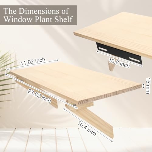 Colingmill Window Boxes Sill Plant Shelf 23.6 x 11 Inch Adjustable Window Boxes Sill Extender for Indoor Plants Shelf Cat Perch Easy Installation Without Damage for Micro Greens Seed Starter Planters - Image 2