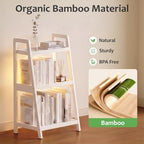 WTZ 3 Tier White Bamboo Bookshelf with RGB LED Lights, Ladder Style Small Bookcase with Remote Control, 16 Colors, 4 Lighting Modes & Adjustable Brightness for Bedroom, Bathroom, Living Room - Image 6