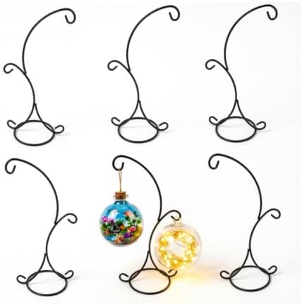 14.2 Inches Tall Iron Ornament Display Stand with Double Hooks, 【6 Pack】, Black Pothook Stand, Tabletop Ornament Hanger for Hanging Air Plants, Glass Terrariums, Planters, Pictures & Globes, Sturdy Balanced Tabletop Decor for Home Office Party Wedding ... by Unknown