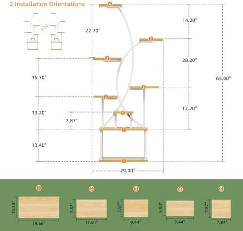 Plant Stand Indoor with Grow Lights, 8 Tiered Tall Plant Shelf for Indoor Plants Multiple, 65" Large Corner Shelves Metal Curved Flower Holder Display Rack for Living Room Patio Balcony, White - Image 5