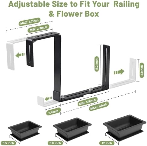 Cozcty 4 Pack Window Box Brackets, No Drill Adjustable Planter Box Brackets - Image 6