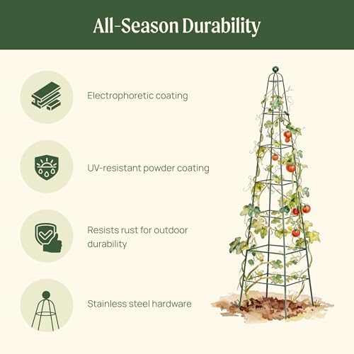 Vego Garden 9 ft Pyramid Obelisk Garden Trellis, Metal Rustproof Plant Support - Image 2