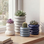 JONATHAN Y Hollis Modern Minimalist Handmade Concrete Stacked Ring Planter Set with Drainage Holes, Matte Cool Tone (Set of 4) (PLN1003B-4SET) - Image 2