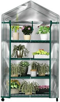 4 Tier Mini Greenhouse - Portable Greenhouse with Locking Wheels and PVC Cover for Indoor or Outdoor Green House by Pure Garden by PureGarden