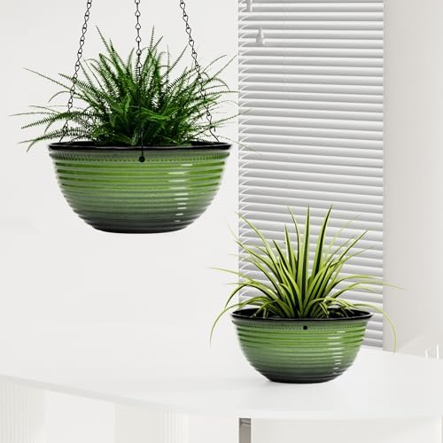 10 Inch Hanging Planter, Glazed Hanging Baskets for Indoor Outdoor Plants - Image 6