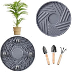 2 Pcs Plant Caddy with Hidden Wheels 13.5 Inch Heavy Duty Rolling Plant Stand, Indoor Outdoor Plant Saucer Tray with $9.9 Garden Tools (Gray) by Unknown