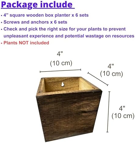 LaLaGreen Planter Boxes for Indoor Plant (4x4, 6 Pack) Wooden Wall Planters - Image 2