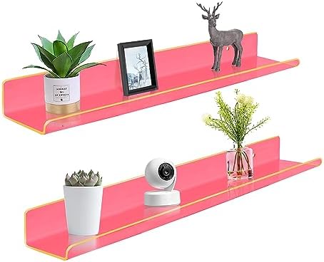 ROYALITA 2-Pack Acrylic Shelves Wall Mounted, 24 Inch Floating Shelves by ROYALITA