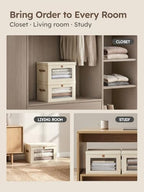 Homsorout Medium Fabric Storage bins - Collapsible Storage Bins with Open Window, 4 Pack Closet Baskets for Shelves, Stackable Decorative Boxes for Home, Dorm, Beige, 13.7"x 9.8" x 9.8" - Image 5