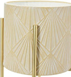 Main + Mesa Modern Boho Embossed Metal Planters with Stands, Cream and Gold, Set of 2 Sizes - Image 6