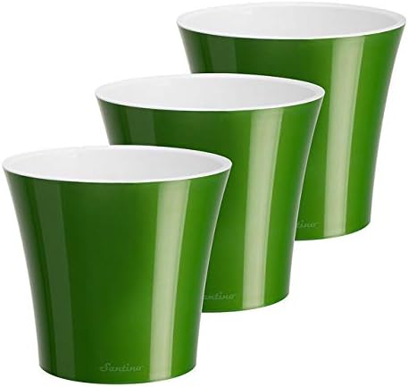 Santino 8.6 Inch ARTE Self Watering Planters (Set of 3) in Green-Gold/White Indoor Flower Pot for All House Plants, Flowers and Orchids by Smart+Planters