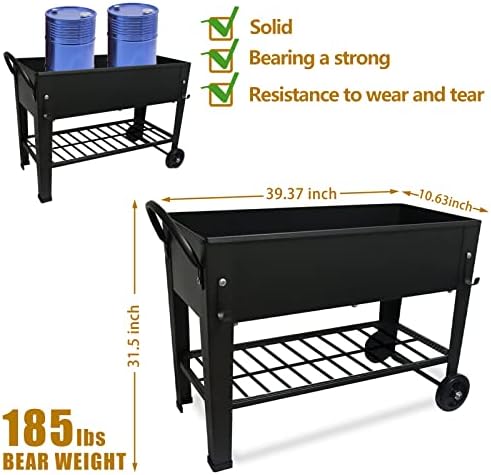 aboxoo Large Elevate 32" H Metal Raised Garden Bed with Wheels Legs Outdoor - Image 4