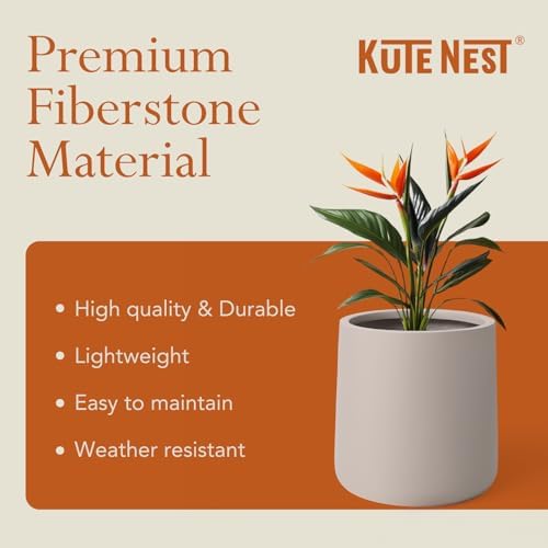 KUTE NEST 12.6" Premium Conico Fiberstone Outdoor Planter - Taupe - Image 5
