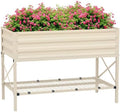 Outsunny Raised Garden Bed with Galvanized Steel Frame, Cream by Outsunny