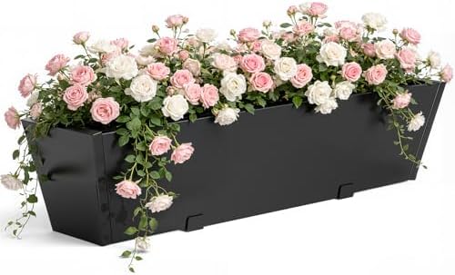 Railing Planter for Outdoor Plants 36'' Metal Hanging Flower Pot with Adjustable Brackets & Drainage Railing Planter Box Countryside Flower Plant Holder for Garden Yard Patio Balcony Deck Decor by YourLifeAssistant