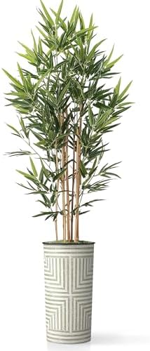 Artificial Tree in Geometric Planter, Fake Bamboo Silk Tree for Indoor and Outdoor Home Decoration - 70" Overall Tall (Plant Pot Plus Tree) - Image 2