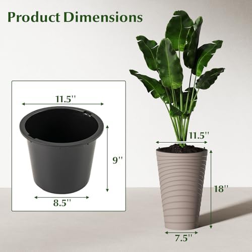 GIANTEX 18" Tall Flower Pot Set 2, Modern Decorative Planter Pots, Brown - Image 5