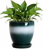 Ceraimc 6 Inch Planters, Ceraimc Pots for Plants, Green-White by EPFamily