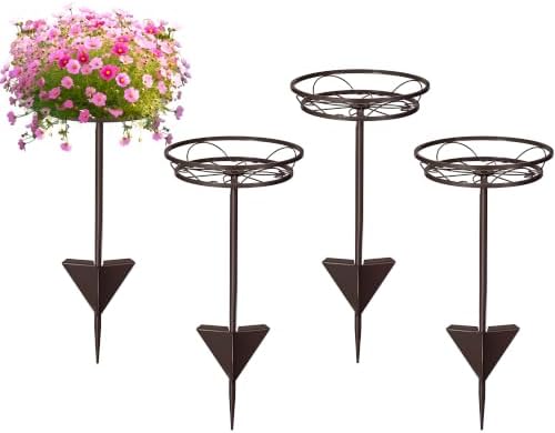Tellingyou 4 Pack Adjustable Outdoor Flower Pot Stand, Plant Stands(Brown) by Tellingyou