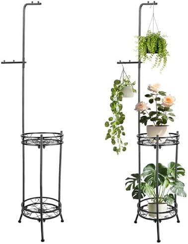Plant Stand,Adjustable 3 Tier Potted Holder Flower Pot Stand with Hangers - Image 7