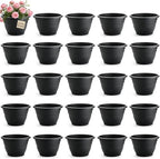 RooTrimmer 25 Pack 10 Inch Plant Pots with Drainage Holes,Black Plastic Flower Pots for Indoor & Outdoor Plants,Durable Lightweight Planters for Flowers,Herbs & Gardening by RooTrimmer