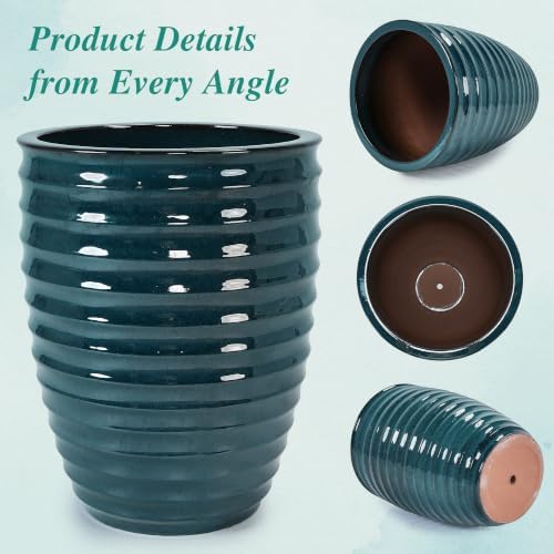 17 Inch Large Ceramic Planter, Handmade Tall Ceramic Plant Pots, Army Green - Image 6