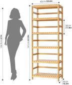 FOTOSOK 6-Tier Bamboo Shelf with Adjustable Shelves, Bamboo Kitchen Cabinet - Image 3