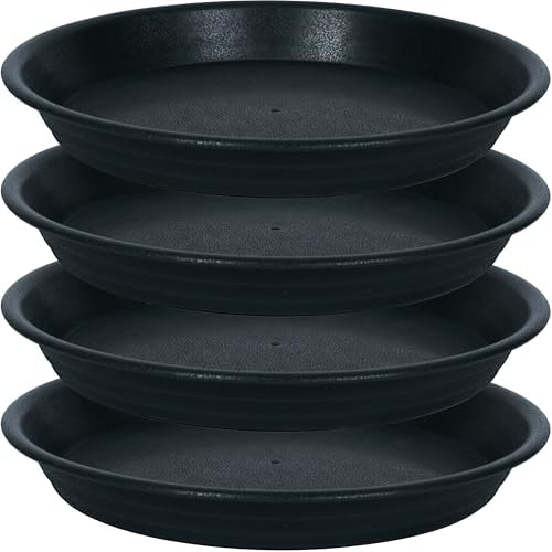 4 Pack Plant Saucer 16 inch, 17 inch (16.8") Plastic Large Flower Planter Plant Pot Saucers and Drip Tray for Indoors Outdoors, Thick Heavy Sturdy Durable Plant Plate Water Catcher (Black) by Unknown