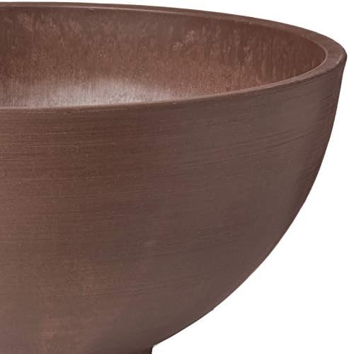 PSW Pot Collection 15x8 inch Plastic/Stone/Wood Composite Square Planter – No Drainage Hole (Drillable), Simplicity Bowl, Chocolate - Image 6