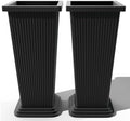 FENCY Set of 2 Tall Planters for Outdoor Plants, Black Ribbed by FENCY