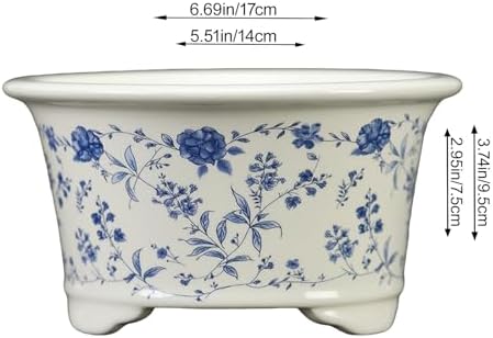 6.69" Glazed Bonsai Pots, with Drainage, Indoor-Outdoor Decor - Image 2
