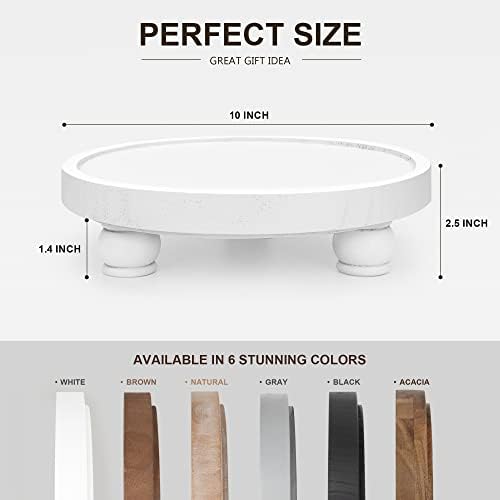 EOSAHR Wood Display Riser: Pedestal Stand for Bathroom Boho Decor, White - Image 6
