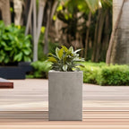 Kante Small Tall Square Weathered Concrete Planter 13" H, Outdoor - Image 4
