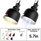 2 Pack Reptile Light Fixture, 5.5in Deep Dome Reptile Lamp Fixture, Optical Reflection Cover, Separate Switch & Hook, Terrarium Light Fixture for Reptile Heat Basking UVB Bulbs, 100W, Black - Image 4