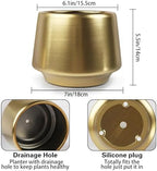Gold Indoor Plant Pot 7 Inch Large Ceramic Planter With Drainage Hole - Modern Brass Flower Pot Centerpiece Vase - Decorative Greenery Potted for Indoor Plants - Image 4