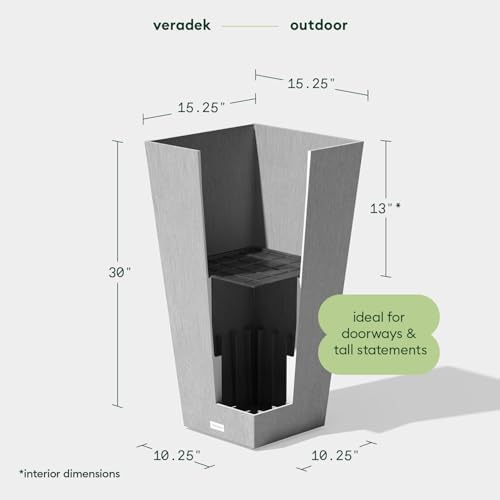 Veradek V-Resin Indoor/Outdoor Taper Planter (30 inch, Grey) - Image 2