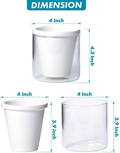 D'vine Dev Self-Watering White Terracotta Planter, 4 in, 3-Pack, 37-Z-A-2-T - Image 3