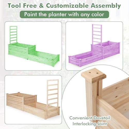 HAPPYGRILL Raised Garden Bed with Trellis & Open Base Design - Image 5